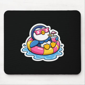 Tapis De Souris Joli flotteur de piscine pingouin d'été Vacances t