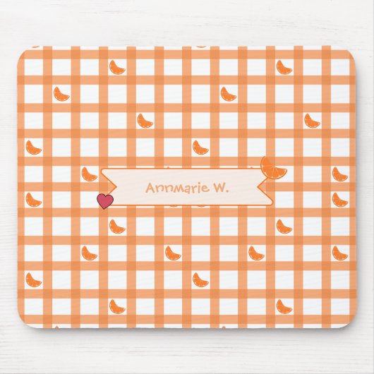 Tapis De Souris Joli Gingham Orange (Devant)