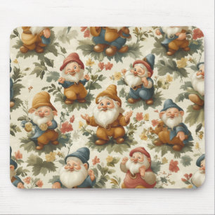 Tapis De Souris Joli gnome et fleurs design