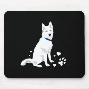 Tapis De Souris Joli Husky Sibérien Blanc Chien de Neige Blanc Dou