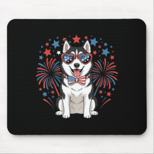 Tapis De Souris Joli Husky Sibérien Drapeau Usa Chien Patriote Amo