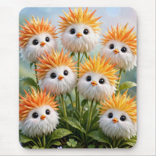 Tapis De Souris Joli jardin de fleurs de poussin de fantaisie 