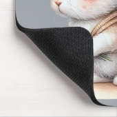 Tapis De Souris Joli lapin aux fleurs Aquarelle Art (Coin)