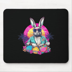 Tapis De Souris Joli lapin de Pâques Retro Miami Look Oeufs coloré