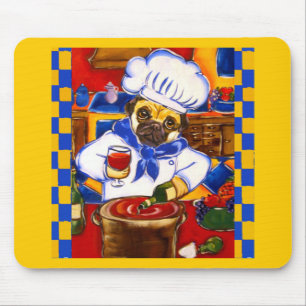 Tapis De Souris Joli Le Café Pug Chef