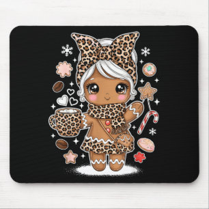 Tapis De Souris Joli léopard en pain d'épice Noël Xmas fille femme