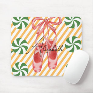 Tapis De Souris Joli monogramme aquarelle Canne à sucre rose Balle