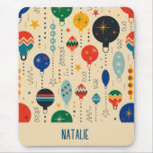 Tapis De Souris Joli monogramme rétro motif d'ornements Beige (Devant)