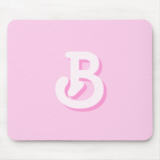 Tapis De Souris Joli Monogramme Rétro Rose (Devant)
