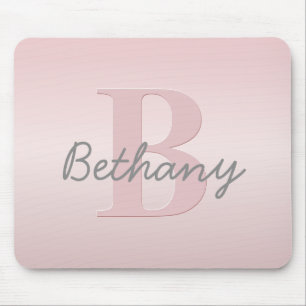 Tapis De Souris Joli monogramme rose personnalisable & écriture de