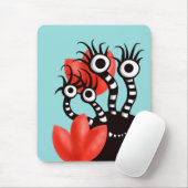 Tapis De Souris Joli Monstre Aux Quatre Yeux Tulipes Abstraites (Avec souris)
