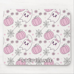 Tapis De Souris Joli motif d'Halloween de citrouille rose