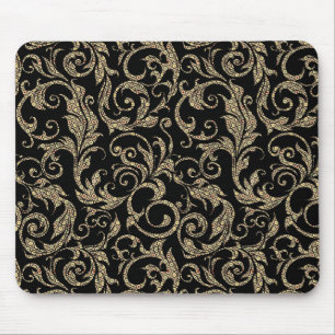 Tapis De Souris Joli motif floral brun noir vintage