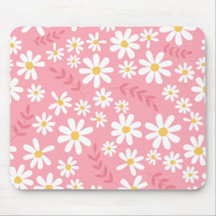 Tapis De Souris Joli motif floral sans couture de marguerite rose