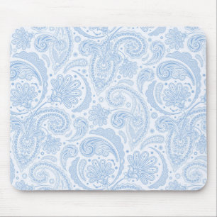 Tapis De Souris Joli motif paisley bleu blanc