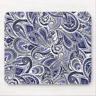 Tapis De Souris Joli motif paisley bleu blanc design