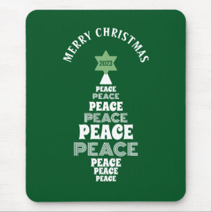 Tapis De Souris Joli Noël Arbre de Paix Personnalisé Année Vert