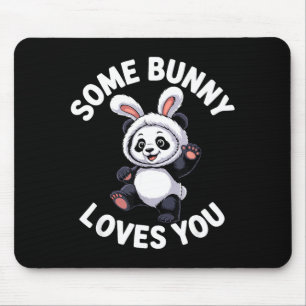Tapis De Souris Joli Panda Lapin de Pâques Certains Lapins T'aimen