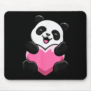 Tapis De Souris Joli panda tenant un cœur - Saint-Valentin - Clic