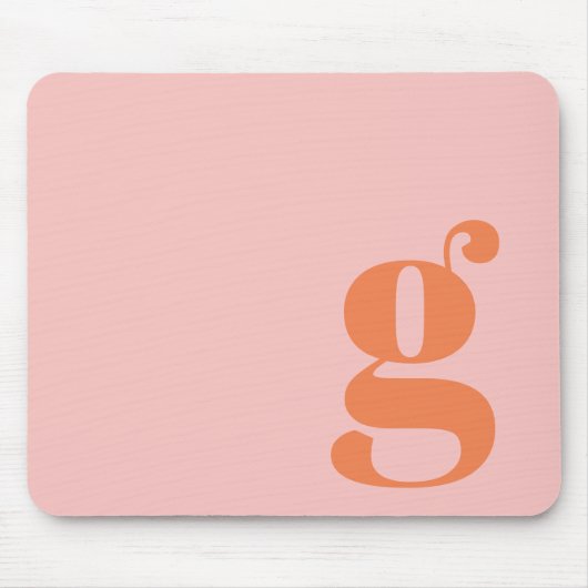 Tapis De Souris Joli Pastel rose orange Monogramme rétro Lettres (Devant)