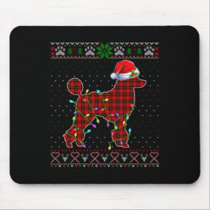 Tapis De Souris Joli Père Noël Rouge Plaid Poodé clair Noël moche