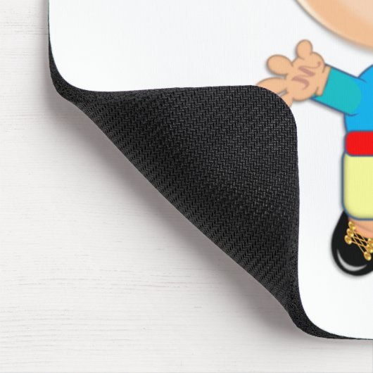 Tapis De Souris Joli petit elfe en vêtements bleu et jaune (Coin)