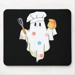 Tapis De Souris Joli petit fantôme chef drôle cantinière cafétéria