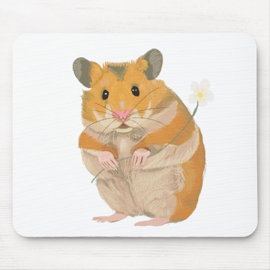Tapis De Souris Joli petit Hamster tenant une fleur (Devant)