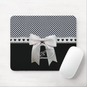 Tapis De Souris Joli ruban blanc pois et coeur arc (Avec souris)