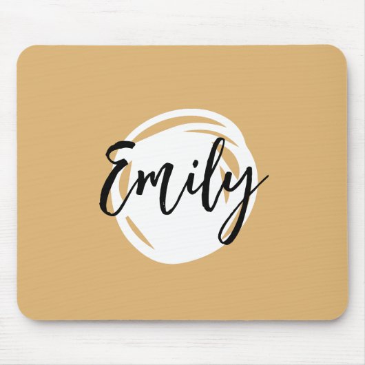 Tapis De Souris Joli script noir beige et blanc monogrammé (Devant)