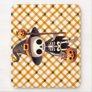 Tapis De Souris Joli squelette de Halloween fantaisiste