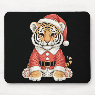 Tapis De Souris Joli tigre de Noël Santa animal de safari