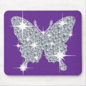 Tapis De Souris Joli Violet Violet Faux Diamond Bling Butterfly (Devant)