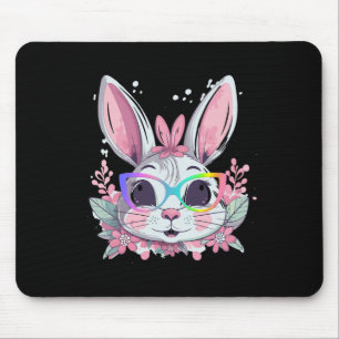 Tapis De Souris Joli visage de lapin de Pâques Tie Dye Gles Fille