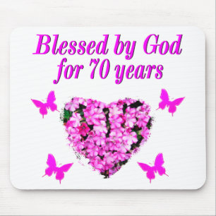 TAPIS DE SOURIS JOLIE 70E ROSE FLORALE CONCEPTION ANNIVERSAIRE