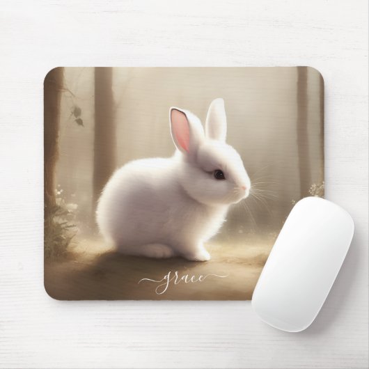 Tapis De Souris Jolie aquarelle bébé lapin Souris Pad avec nom (Avec souris)