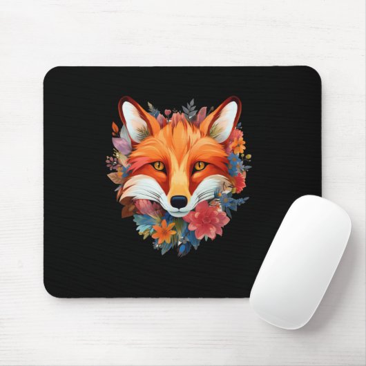 Tapis De Souris Jolie aquarelle Fleur Fox (Avec souris)