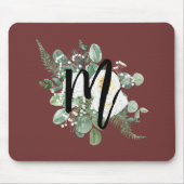 Tapis De Souris Jolie aquarelle fleurs blanches Monogram Bourgogne (Devant)
