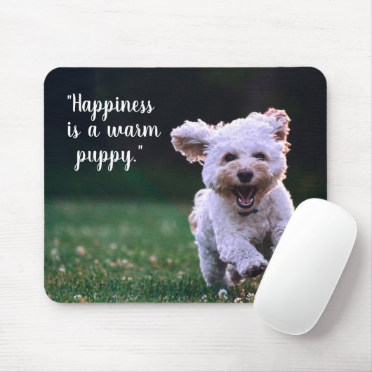 Tapis De Souris Jolie chiot blanc adorable (Avec souris)