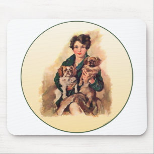 Tapis De Souris Jolie Dame avec Pékinois