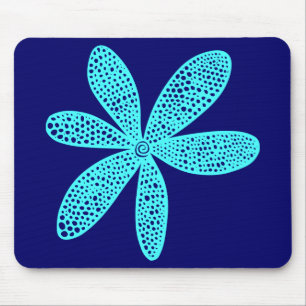 Tapis De Souris Jolie fleur - Bleu glacé sur bleu marine