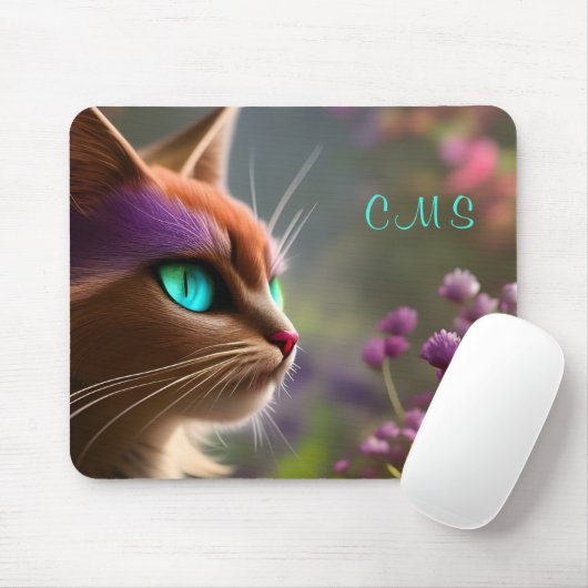 Tapis De Souris Jolie fleur de chats d'Imaginaire *Monogramme* (Avec souris)