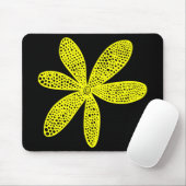 Tapis De Souris Jolie Fleur - Jaune sur Noir (Avec souris)
