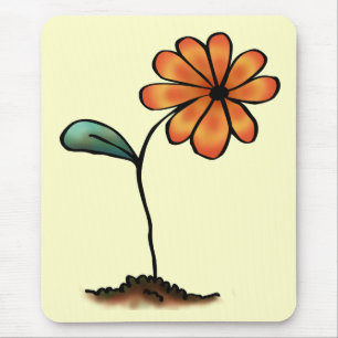Tapis De Souris Jolie Fleur Orange