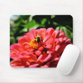 Tapis De Souris Jolie fleur rouge et abeille de miel (Avec souris)