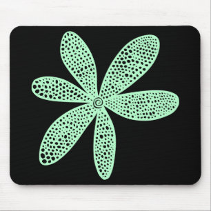 Tapis De Souris Jolie fleur - Vert Fantôme sur Noir