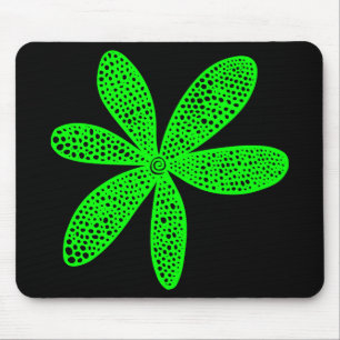 Tapis De Souris Jolie Fleur - Vert sur Noir