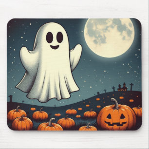 Tapis De Souris Jolie illustration vintage d'Halloween avec fantôm