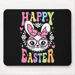 Tapis De Souris Jolie Lapin Lapin Face Retro Joyeuses Fêtes de Pâq