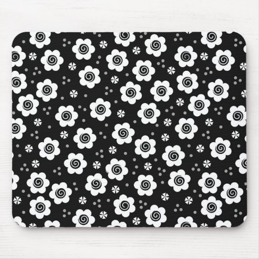 Tapis De Souris Jolie mousepad aux fleurs blanches noires (Devant)